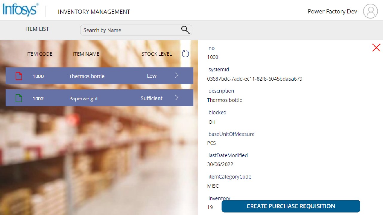 Snapshot 2 of Inventory Management App