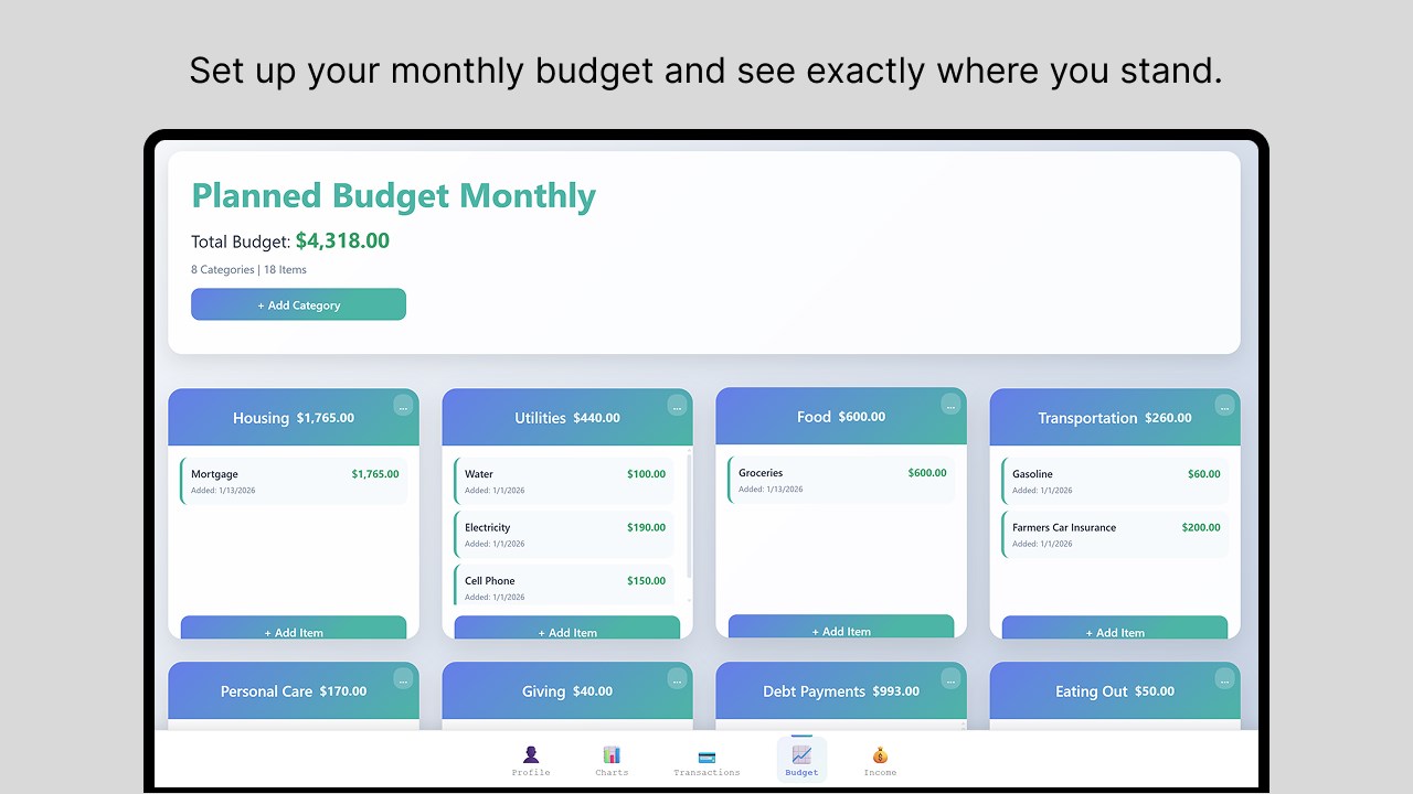 My Monthly Budget screenshot