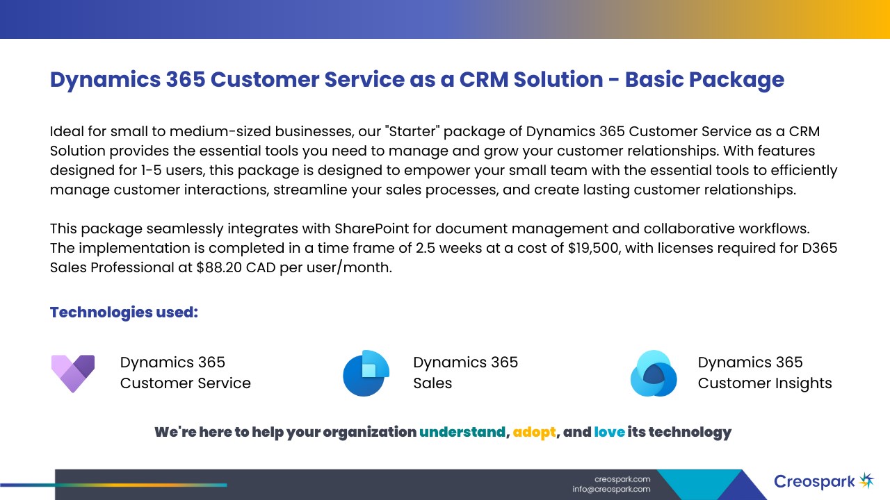 Snapshot 1 of Dynamics 365 Customer Service as a CRM Solution