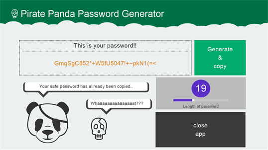 Pirate Panda Password Generator screenshot 1