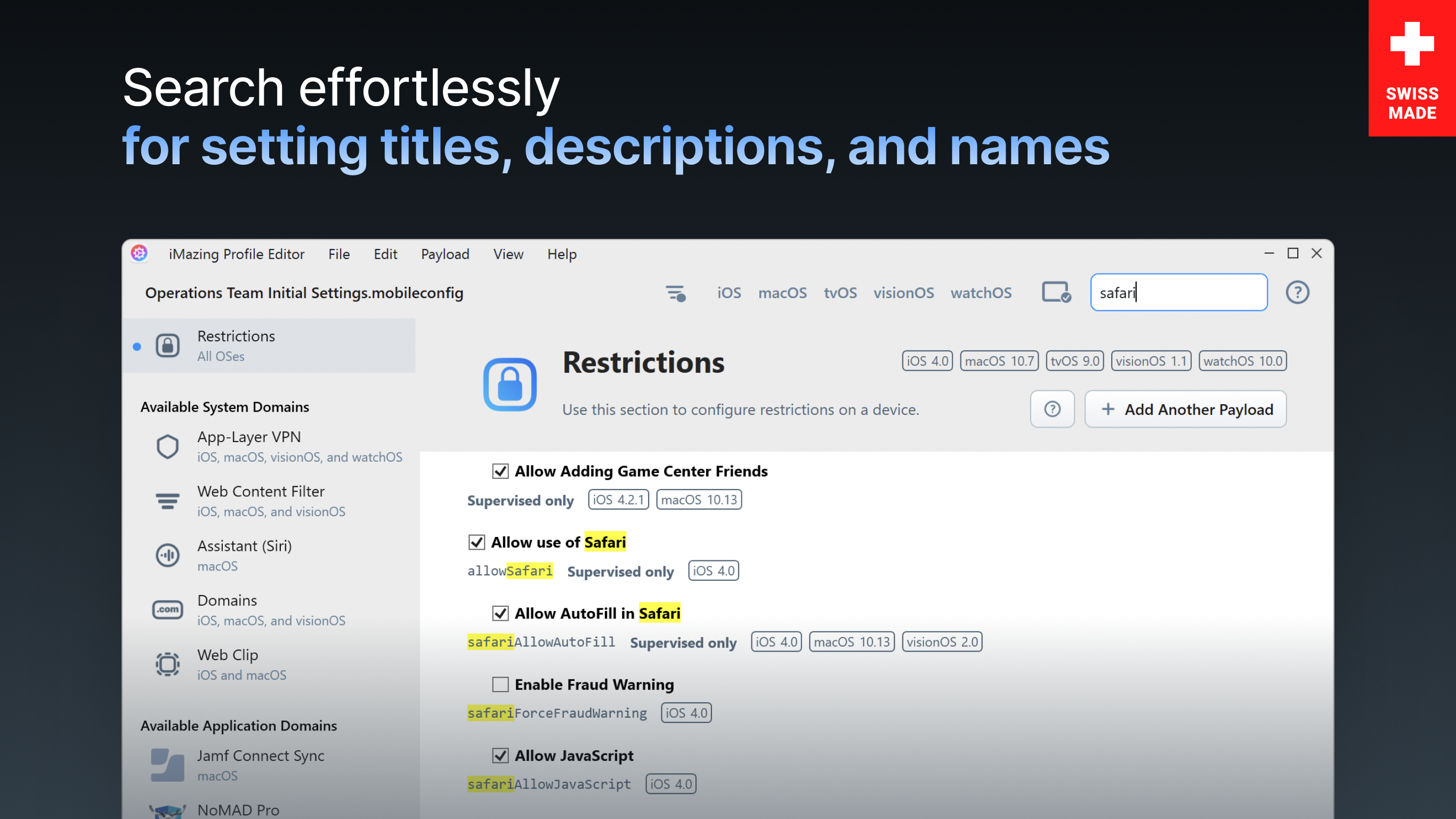 iMazing Profile Editor screenshot