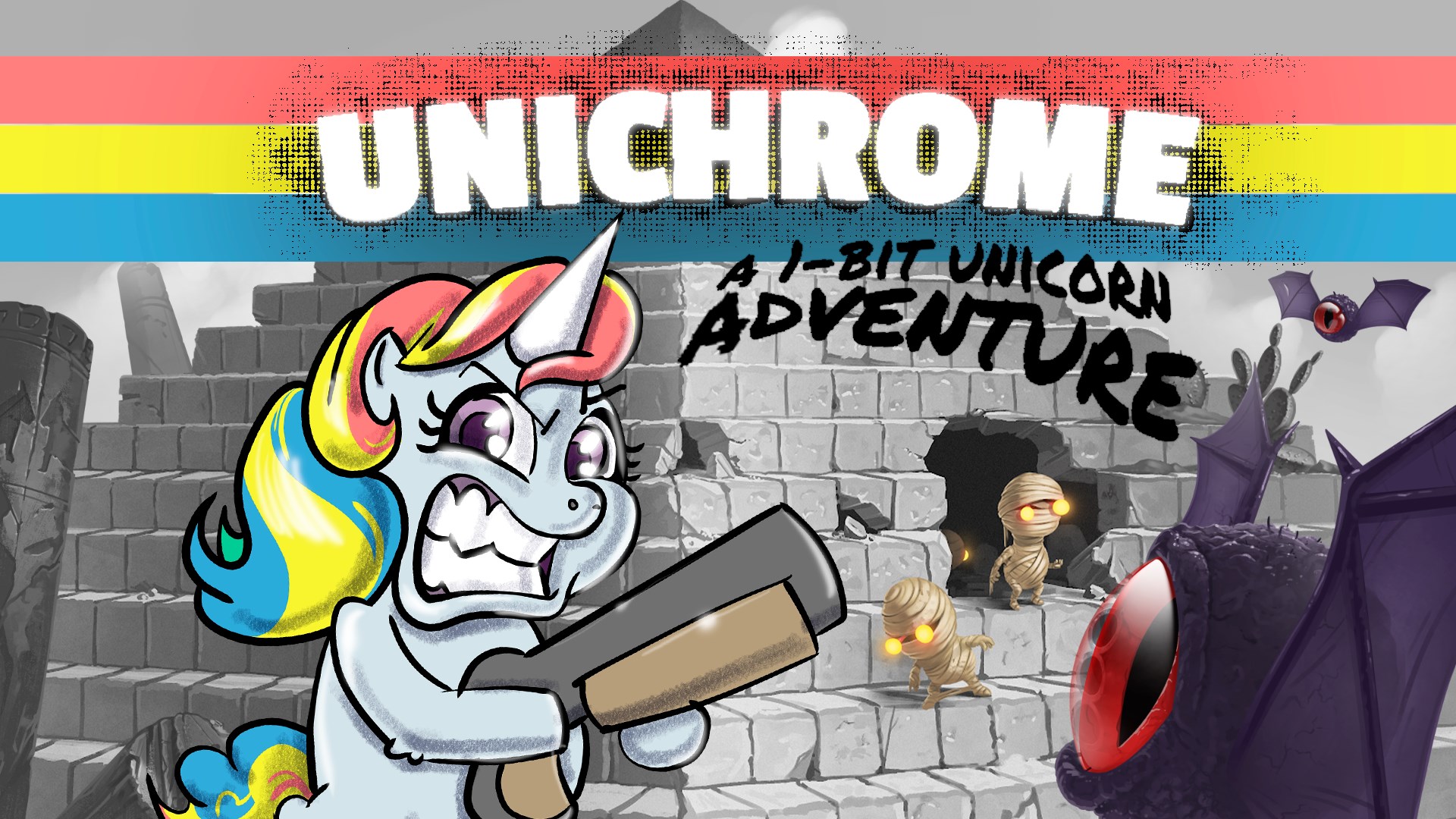 Unichrome: A 1-Bit Unicorn Adventure screenshot thumbnail video