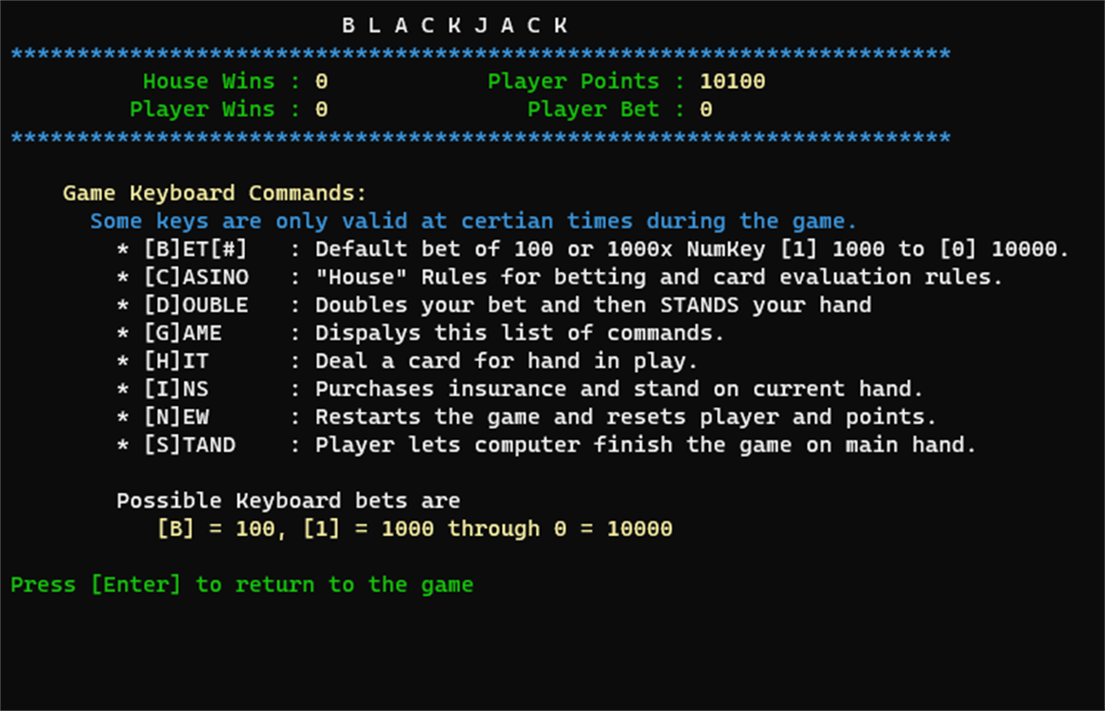 #4. Simple Text BlackJack (Windows) By: Three Peppers Gaming