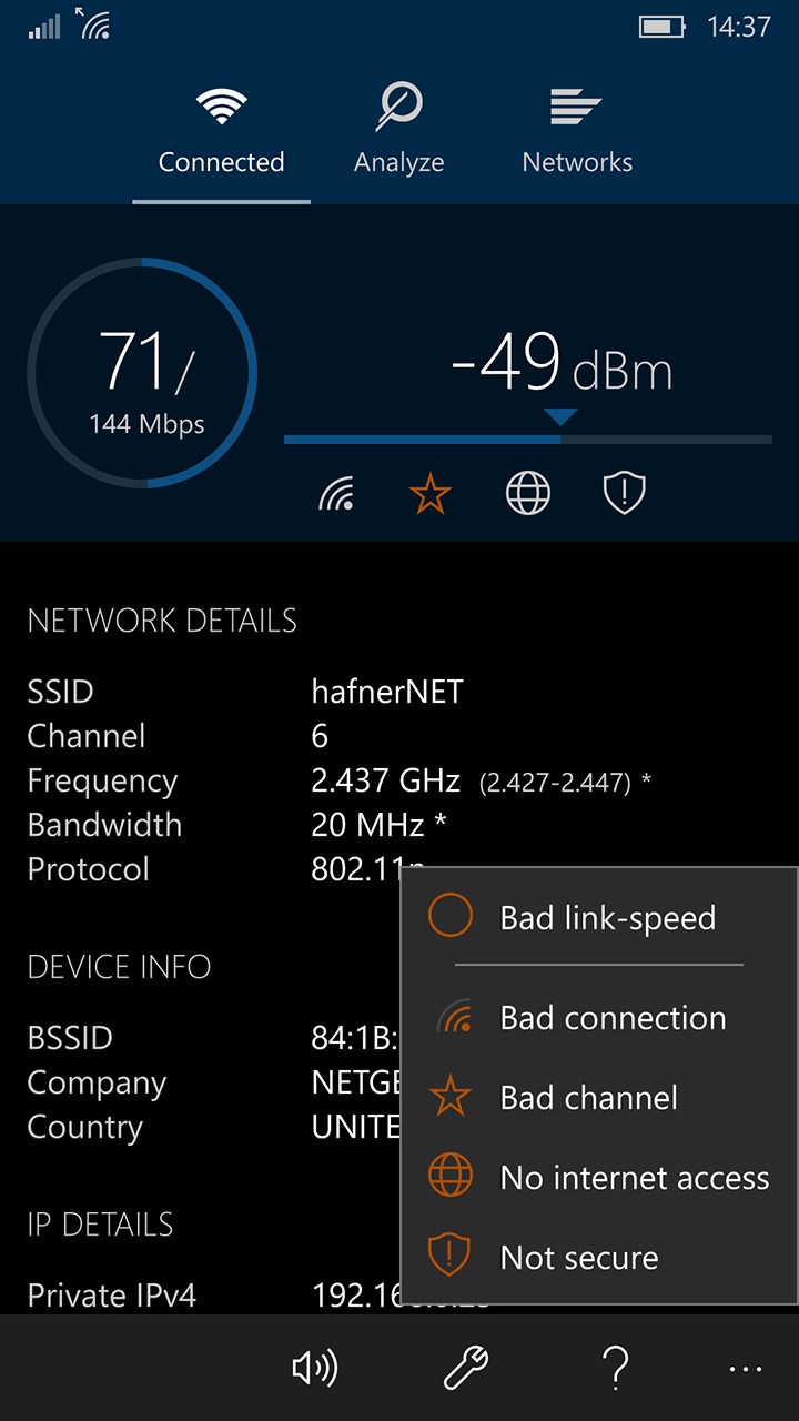 WiFi Analyzer for Windows 10