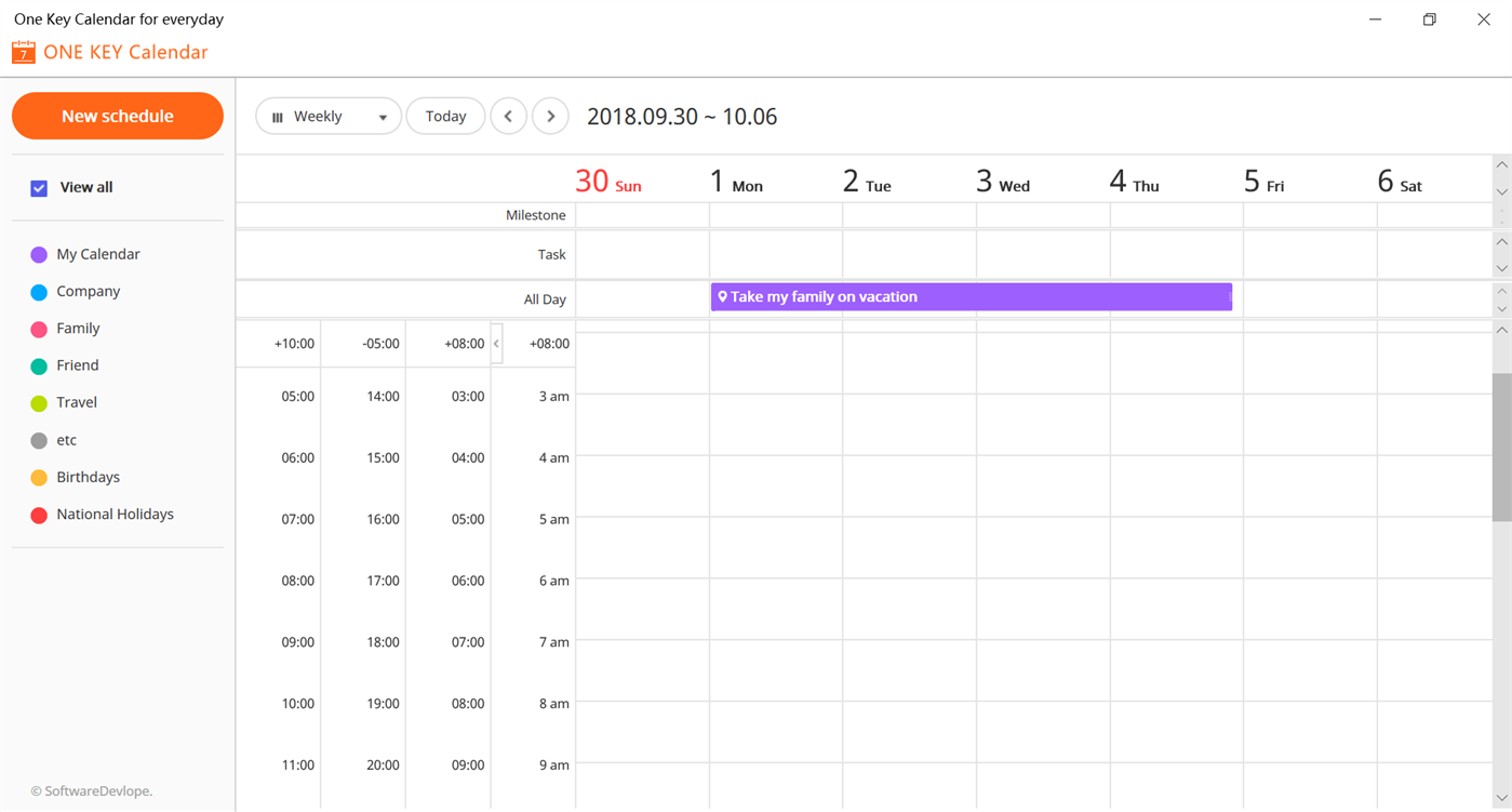 #4. One Key Calendar (Windows) 来自: SoftwareDevlope