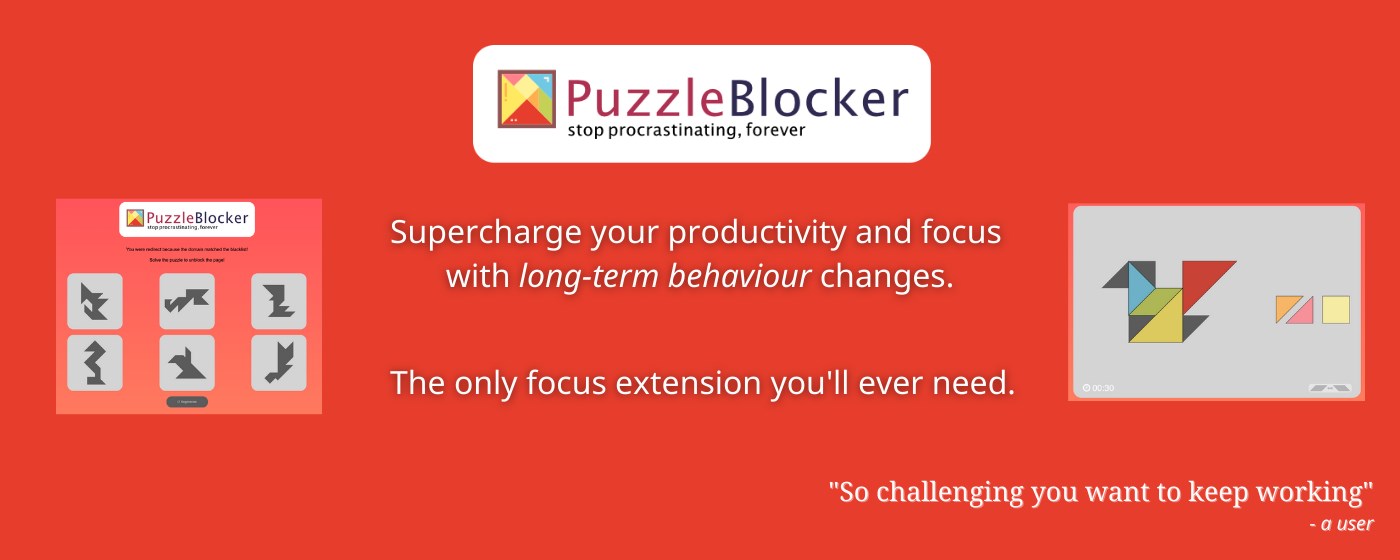 PuzzleBlocker: Stop wasting time with puzzles marquee promo image