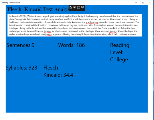 Reading Level Analyzer screenshot 3