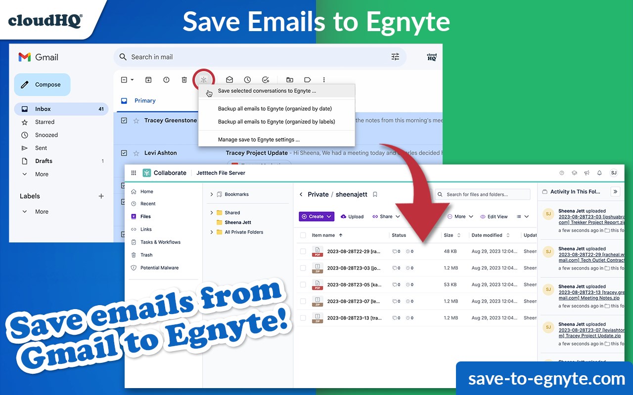 Save Emails to Egnyte by cloudHQ