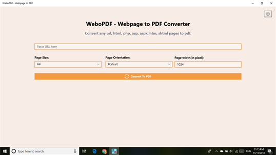 Webpage to PDF Pro screenshot 1