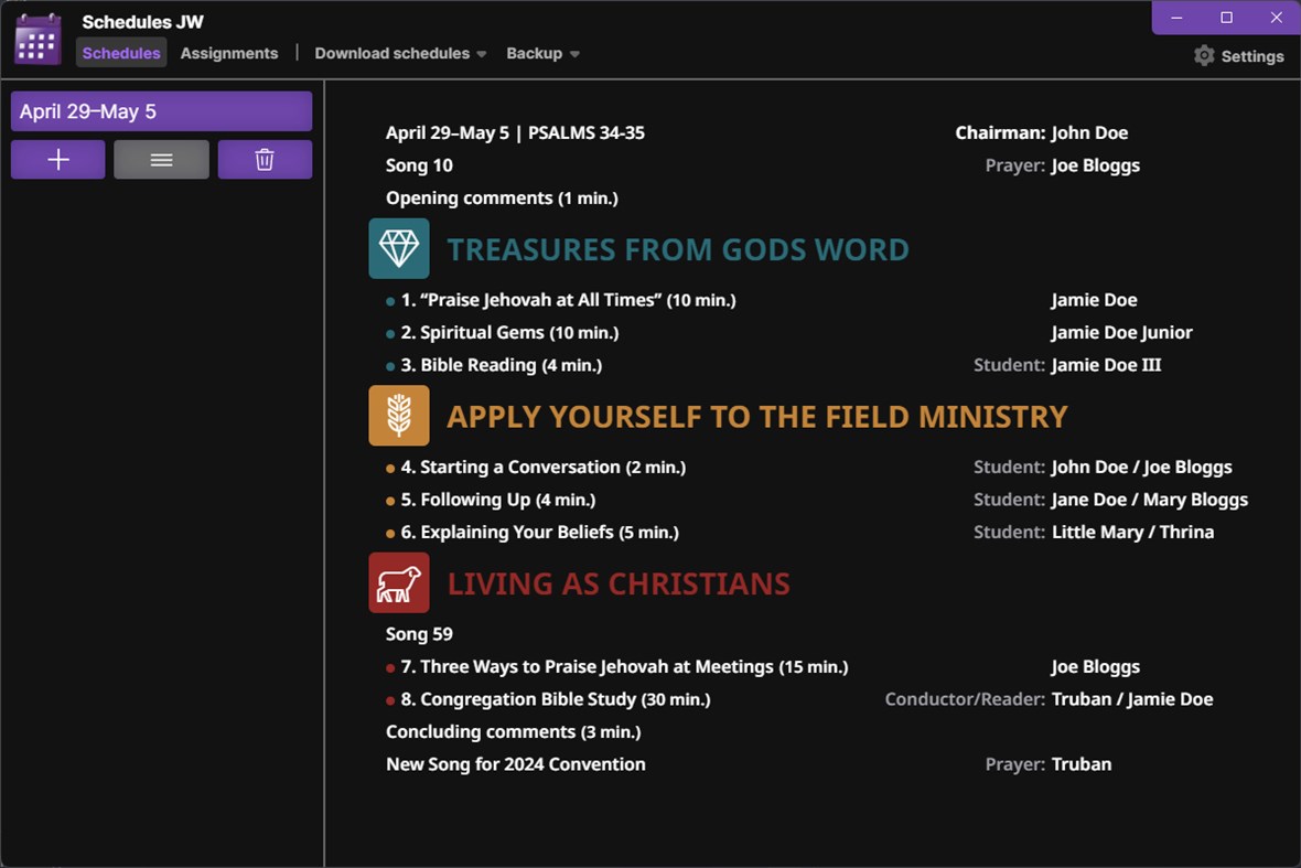 #5. Schedules JW (Windows) 作者: From Brother to Brother