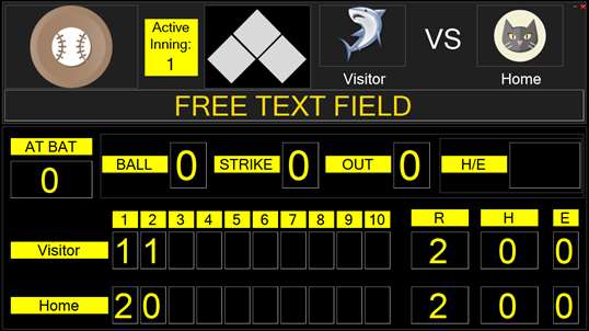Eguasoft Baseball Softball Scoreboard screenshot 1