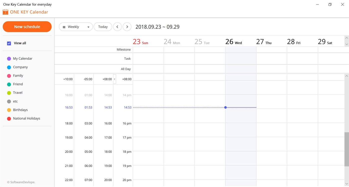 #1. One Key Calendar (Windows) 来自: SoftwareDevlope