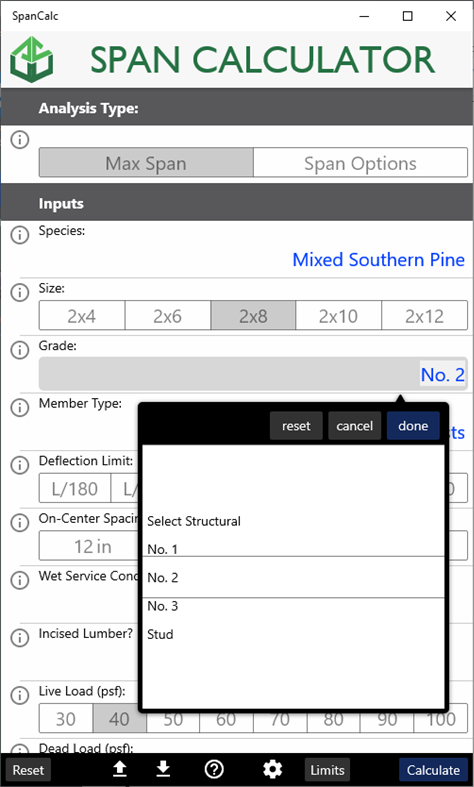 #2. SpanCalc (Windows) 来自: American Wood Council