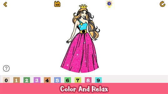 Princess Glitter Color By Number - Girls Coloring Book screenshot 5