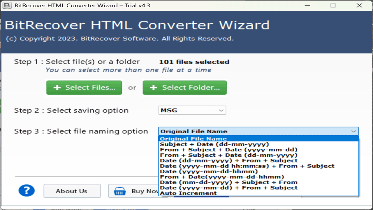 Snapshot 5 of BitRecover HTML Converter