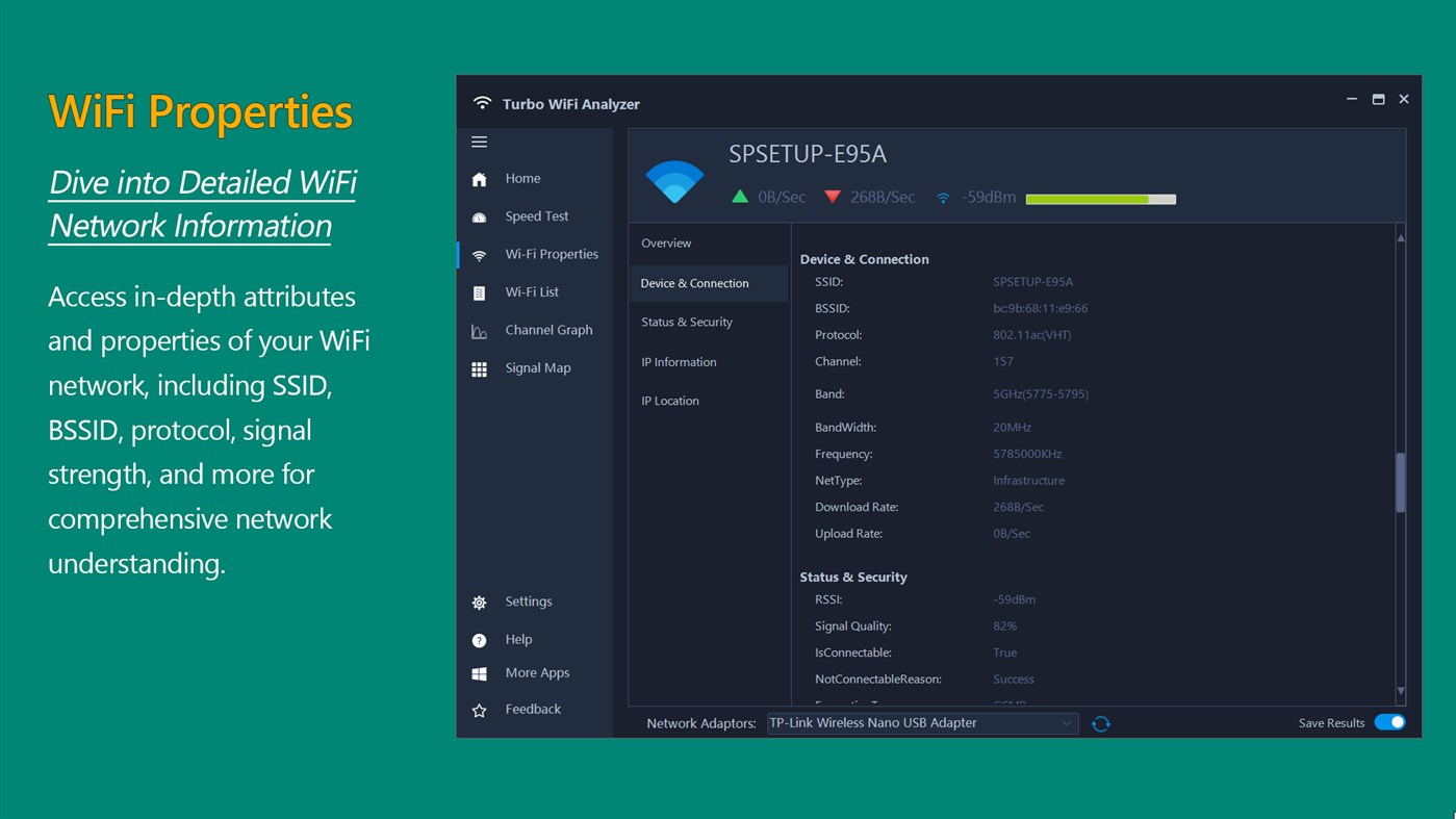 #6. Turbo WiFi Analyzer - Speed Test, Analyze & Optimize Wi-Fi (Windows) 由: HUXSoft