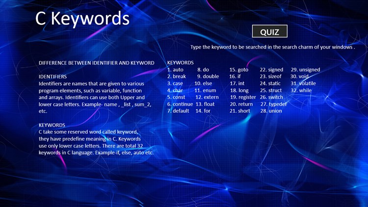 C Keywords Windows Apps Appagg