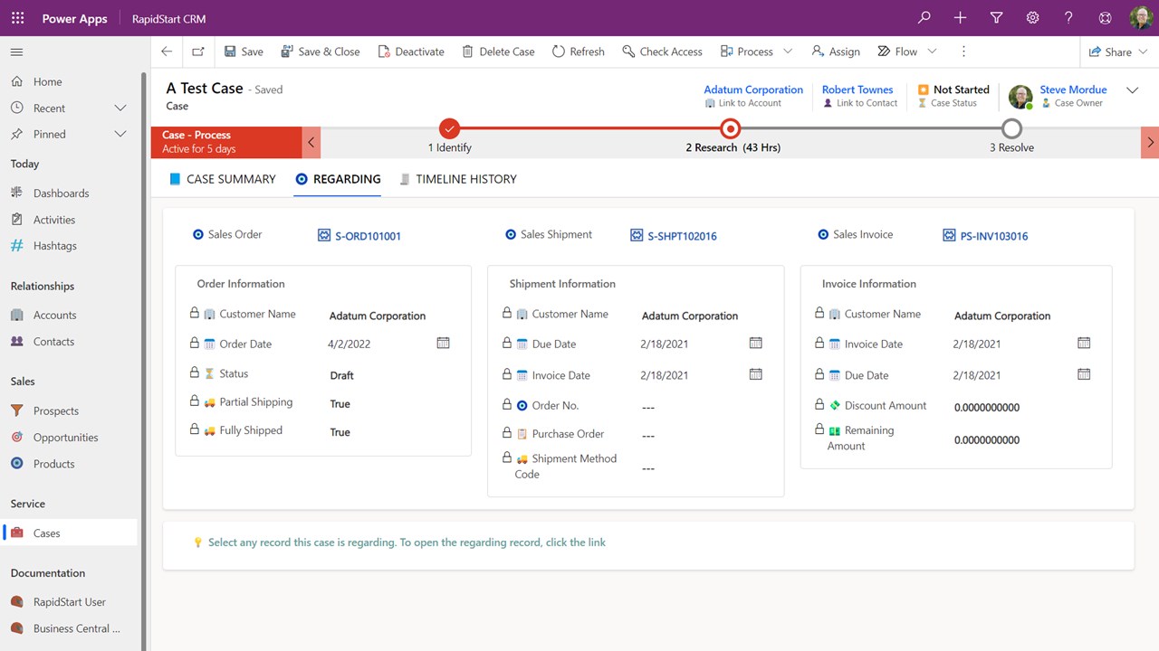 Snapshot 3 of Business Central Integration for RapidStart CRM