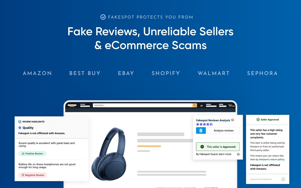Fakespot Fake Amazon Reviews and eBay Sellers promo image