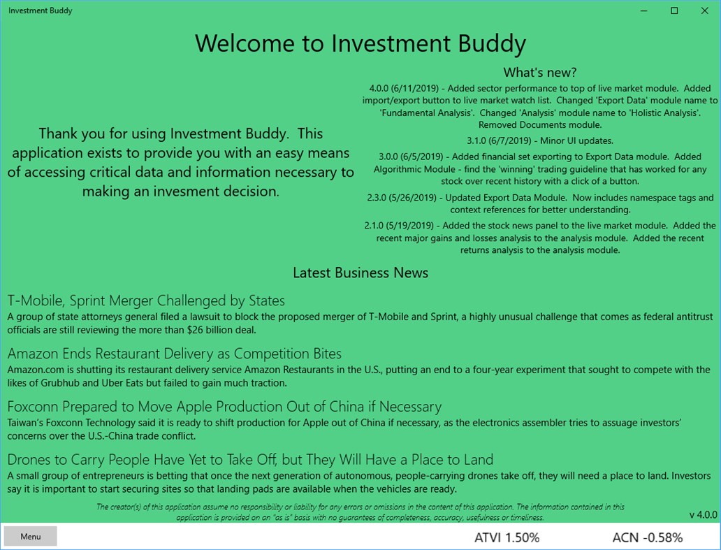 #1. Investment Buddy (Windows) By: Tim Hanewich