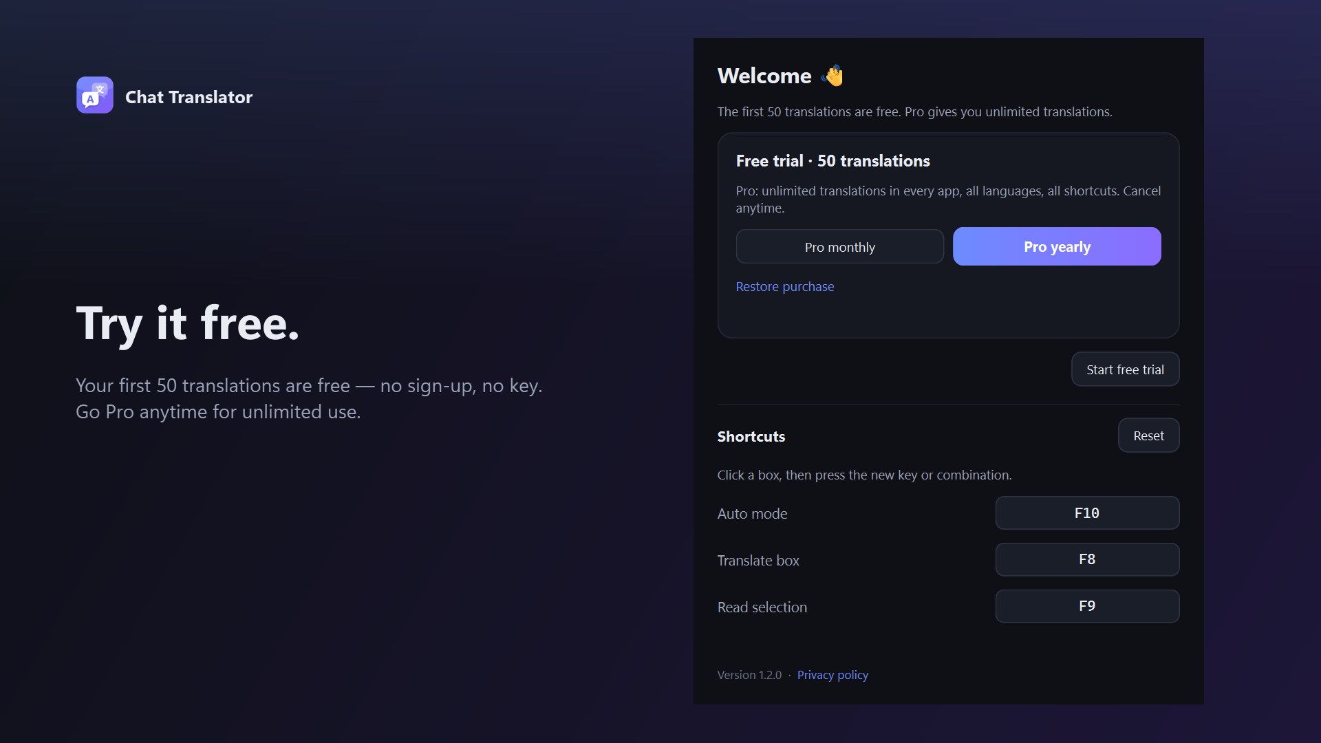 Chat Translator screenshot