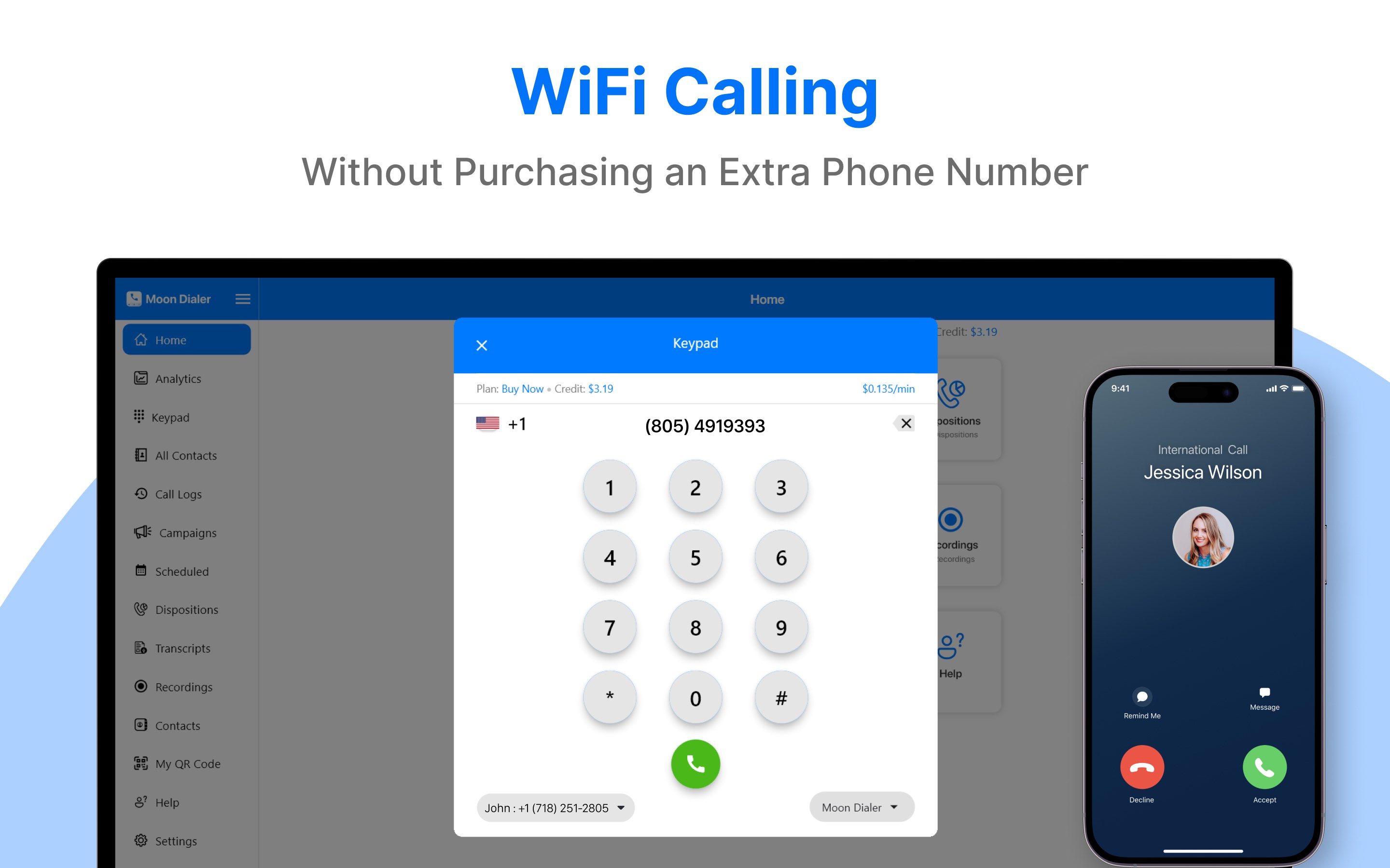 WiFi Calling & VoIP Calls by Moon Dialer screenshot