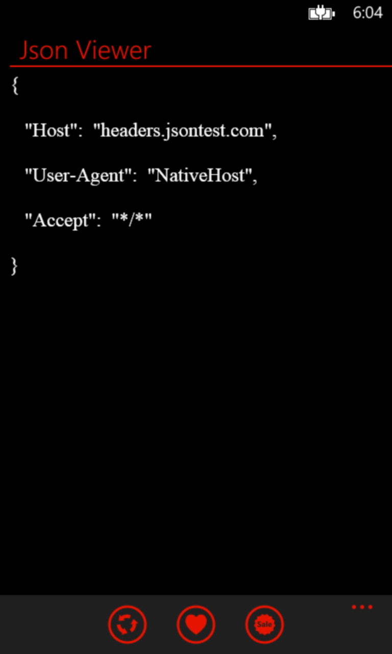 Header application json. Json viewer Windows.