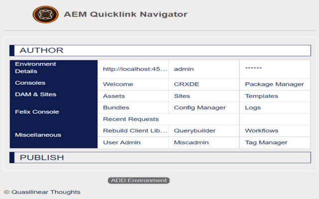 AEM Quicklink Navigator