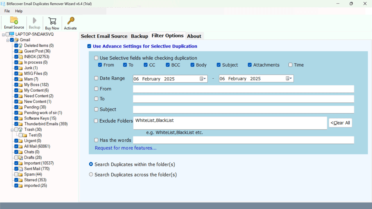 Snapshot 4 of BitRecover for Office 365 Duplicate Email Remover