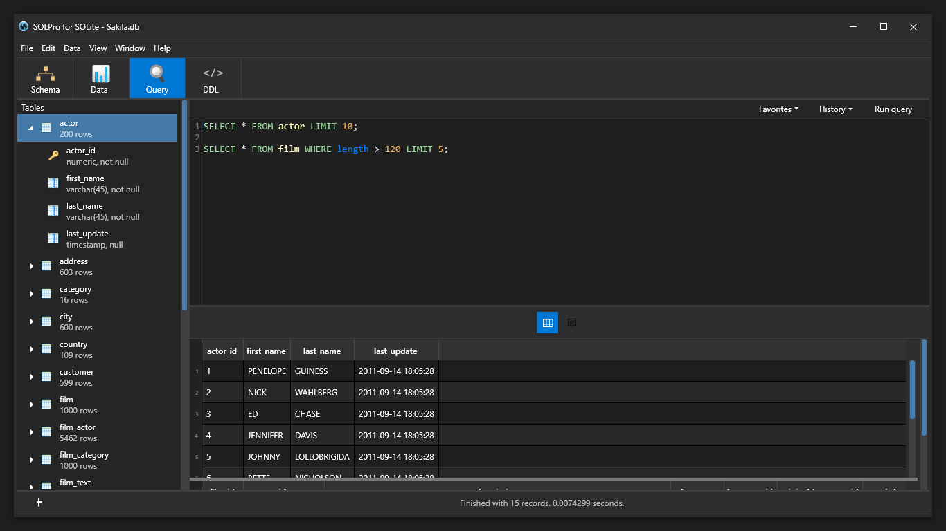 SQLite Client screenshot