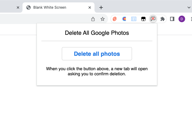 Delete All Google Photos Extension