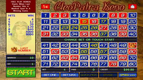 Cleopatra Keno Screenshots 2