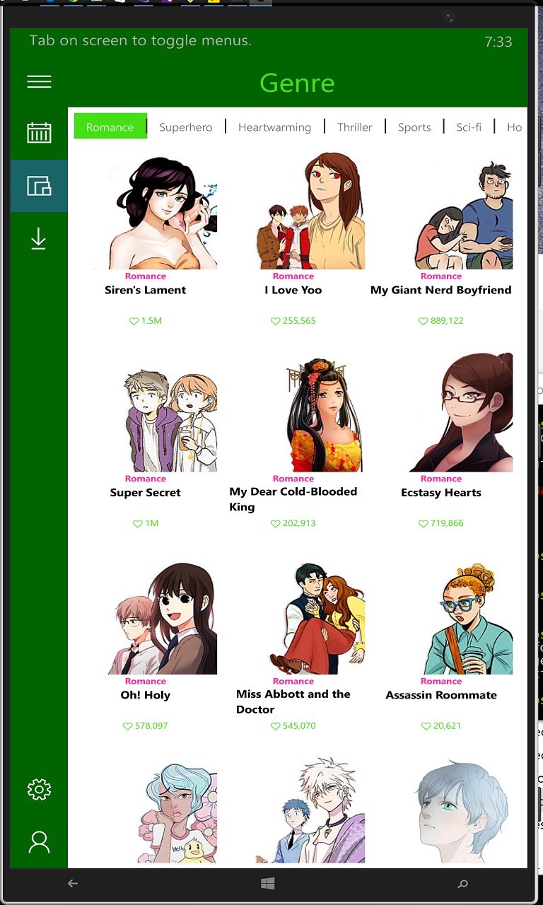Webtoon desktop