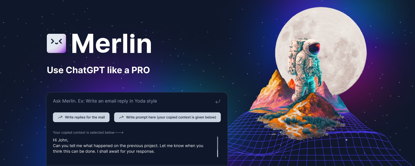 Chat with Merlin AI assistant powered by GPT4 marquee promo image