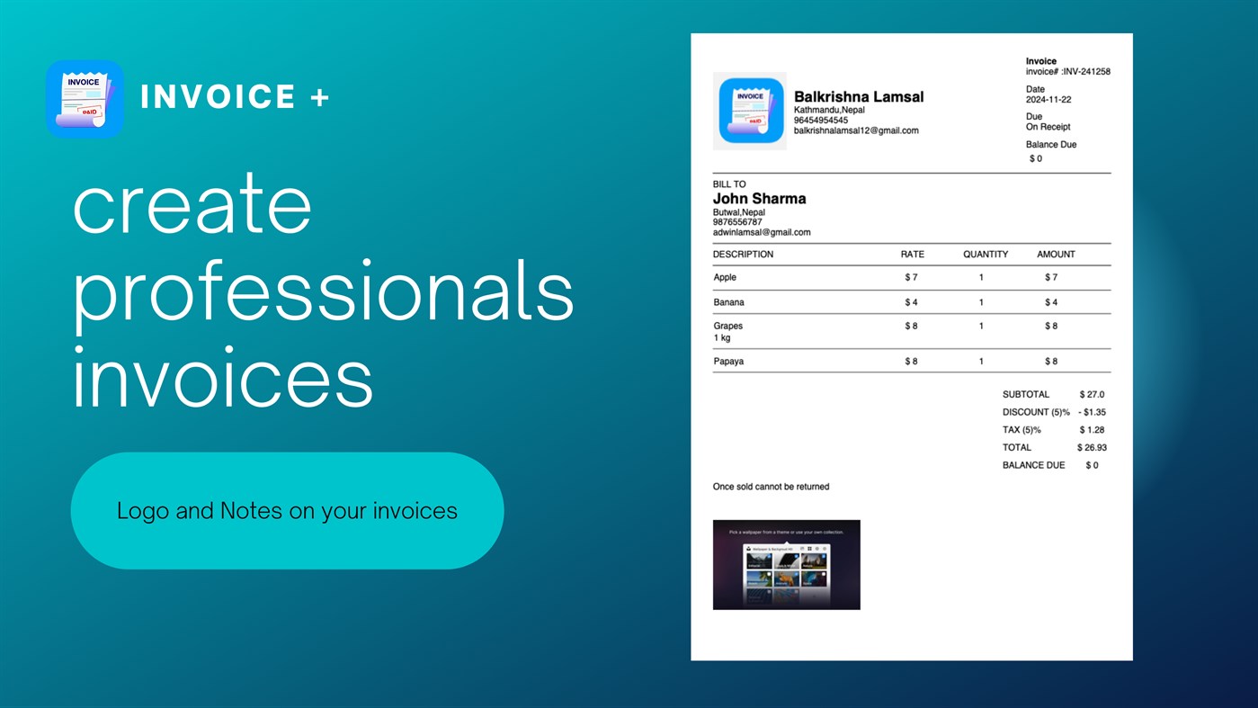 #1. Invoice + (Windows) 来自: A to Z
