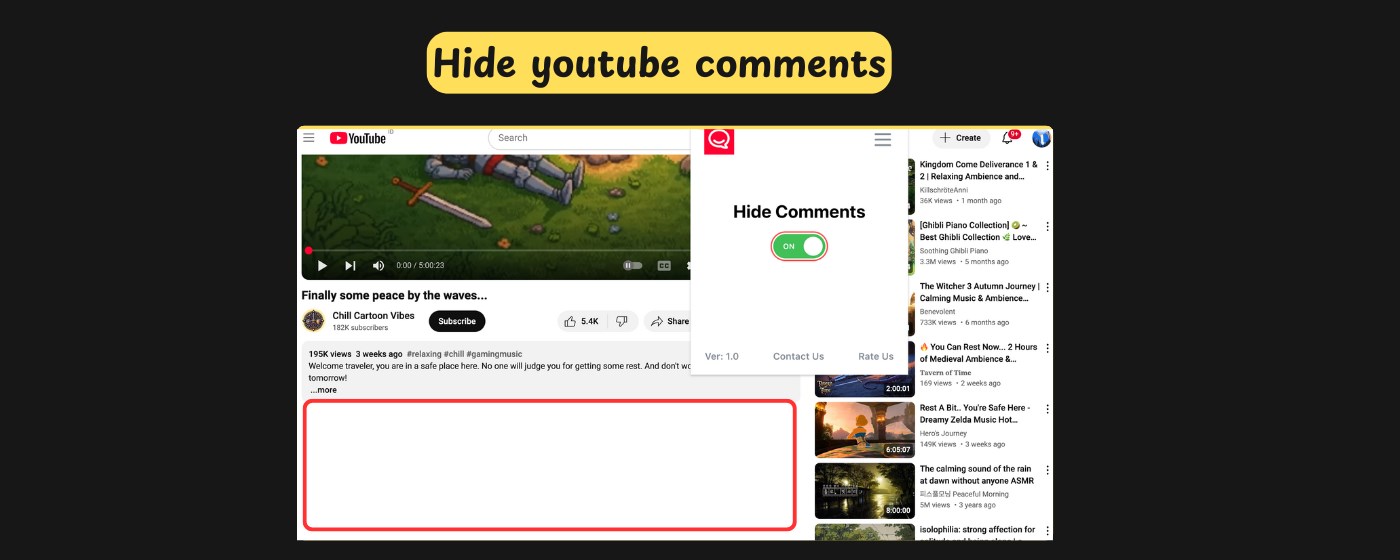 Hide Youtube Comments
