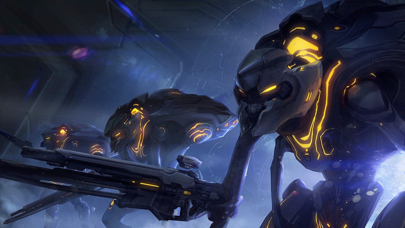 Screenshot: The Promethean Knights are ancient mechanized warriors, relentless and without mercy.