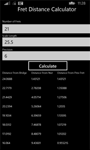Fret Distance Calculator screenshot 1