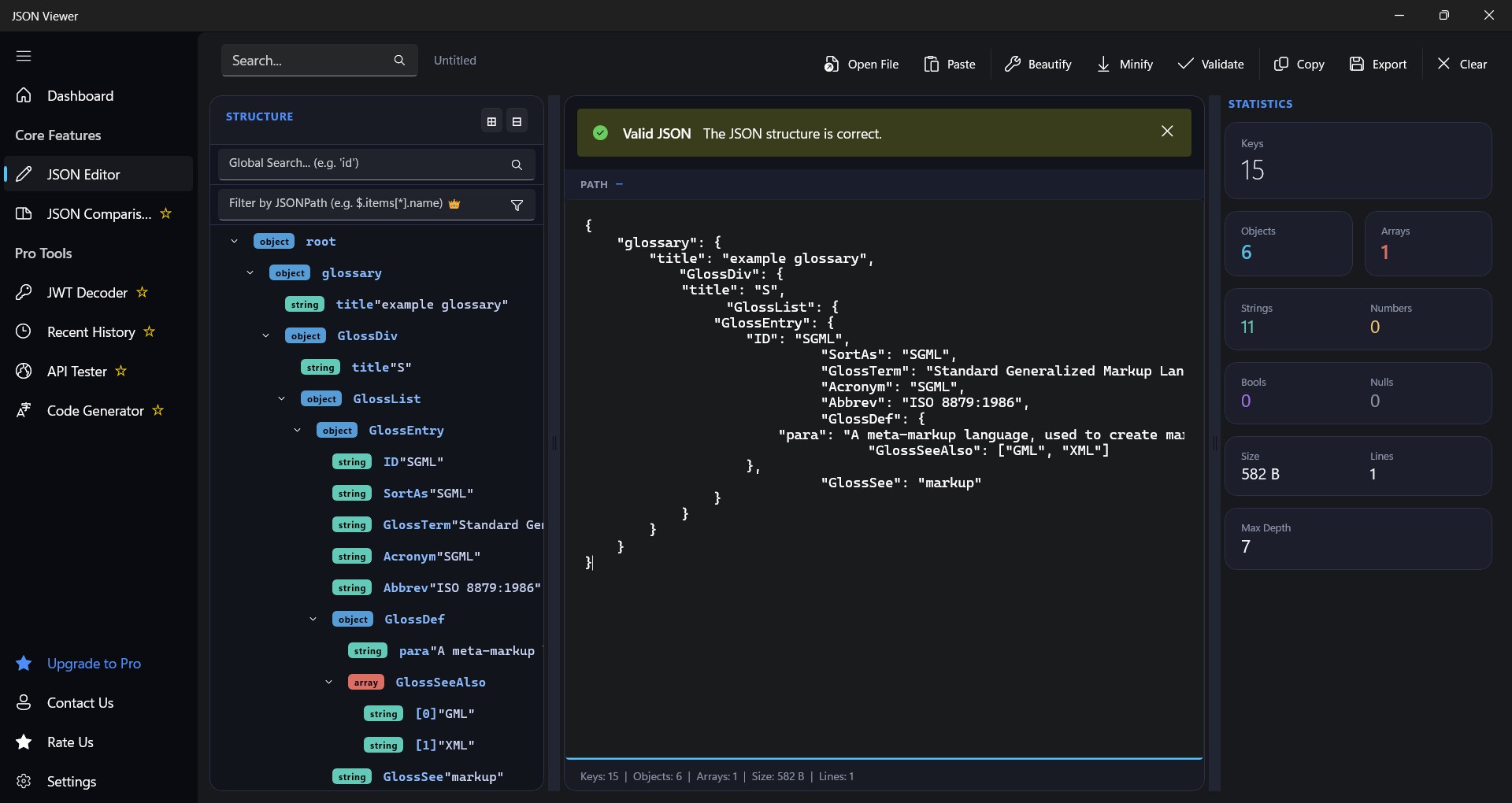 Json Viewer - Format and Minify screenshot