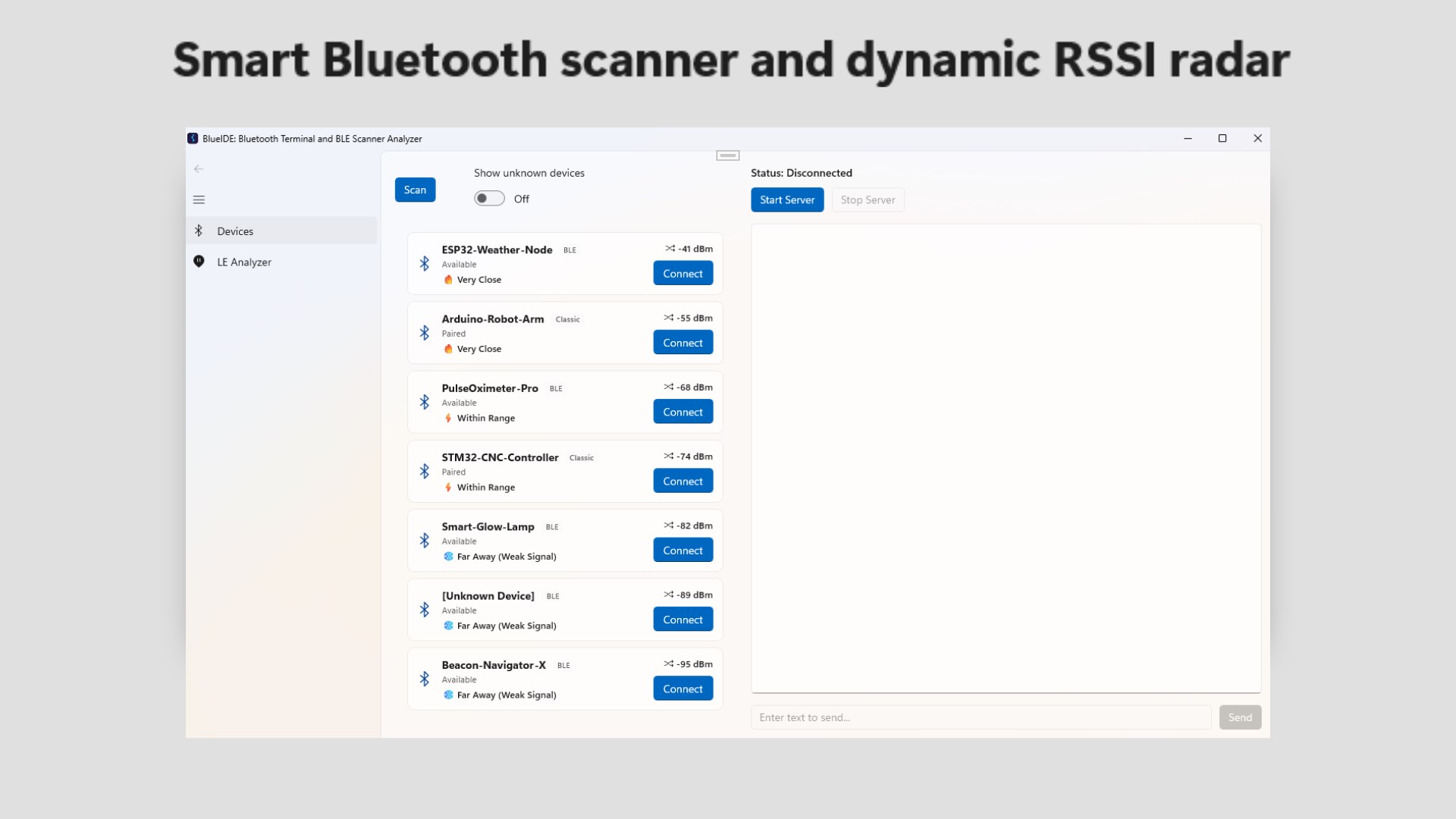 BlueIDE: Bluetooth Terminal and BLE Scanner Analyzer screenshot