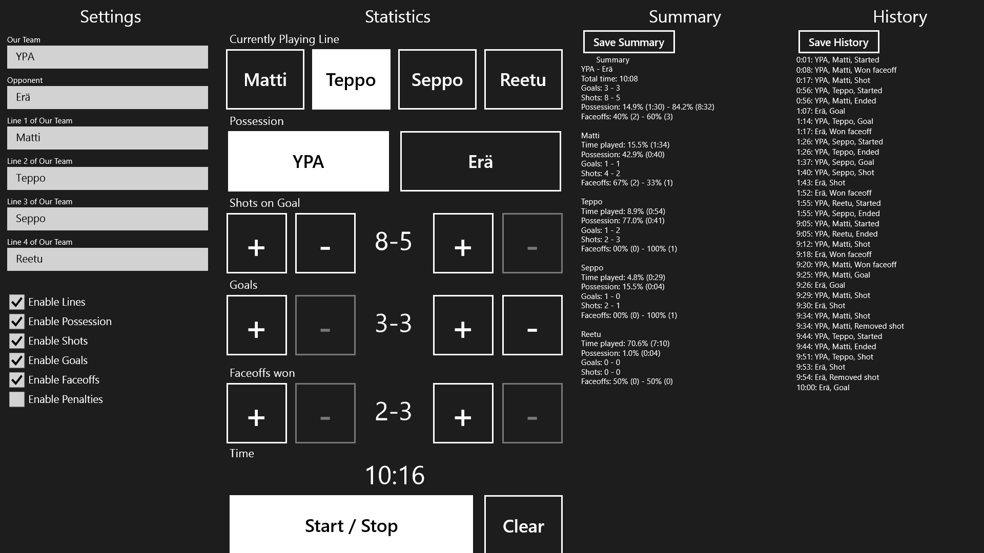 Sided setup