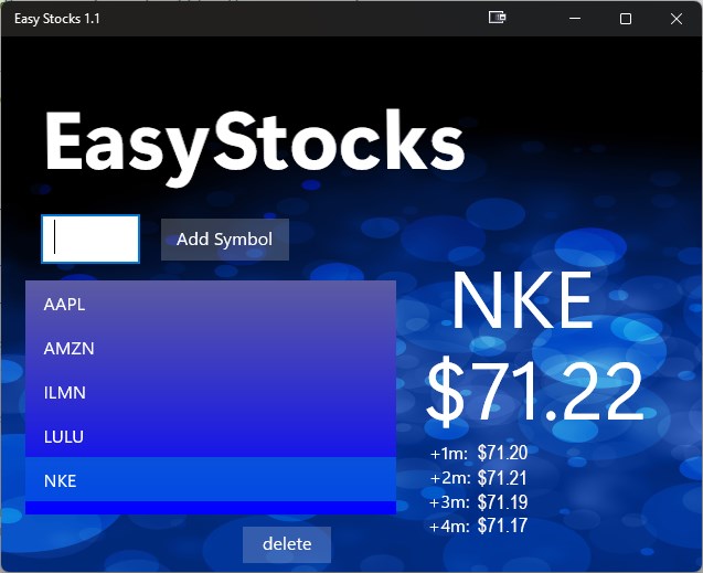 Easy Stocks 1.1 screenshot