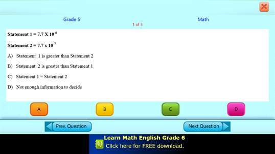 QVprep Lite Math English Grade 5 screenshot 4
