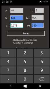Quick Milling Calculator screenshot 2