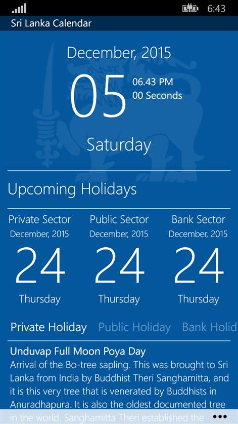 Sri Lanka Calendar Screenshots 1