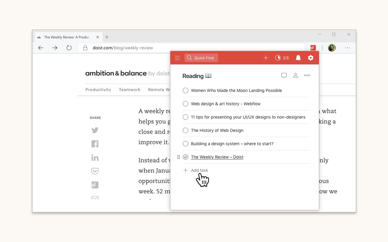 Todoist for Microsoft Edge