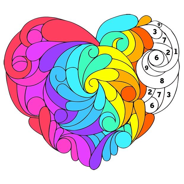 Valentine Color by Number - Adult Coloring Book