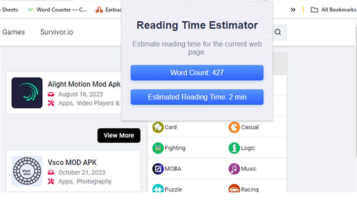 Reading Time Estimator