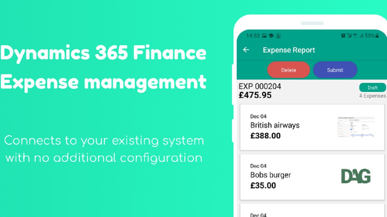 Snapshot 1 of Mobile Expenses D365 Finance