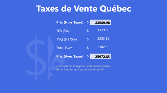 Taxe de Vente Québec screenshot 1
